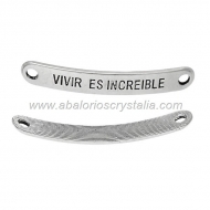 5 CONECTORES CHAPA Vivir es increible PLATA ANTIGUA 4.4cm