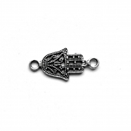 20 conectores plata antigua mano de ftima-hamsa 19x9mm