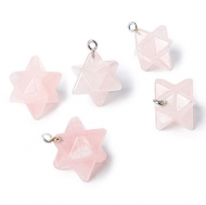 Colgante de Cuarzo Rosa natural Estrella Merkaba