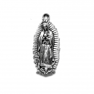 5 medallas Virgen de Guadalupe plata antigua 28x13mm