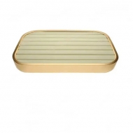 Expositor bandeja metal ranuras terciopelo beige 30x20x3cm