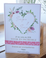 Detalle invitados corazn floral + pulsera solidaria elstica con tarjetn personalizado