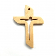 5 Cruces crucifijo colgante madera color natural 46x34mm